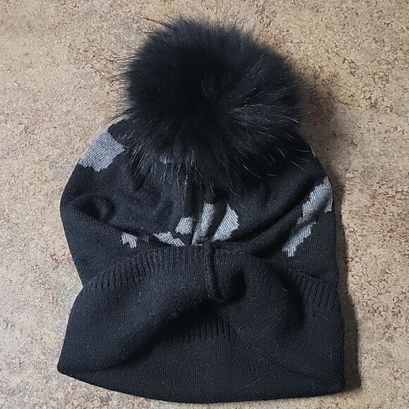 HAUTE SHORE COLORADO BLACK AND GRAY WOOL BLEND SLOUCHY BEANIE HAT- NEW